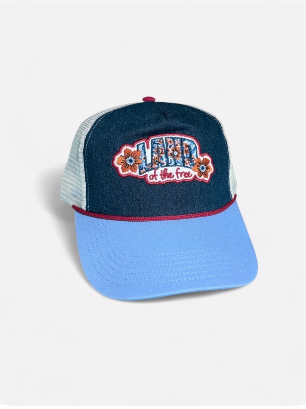 Ladies Colorblock Trucker Hat - Navy and Light Blue